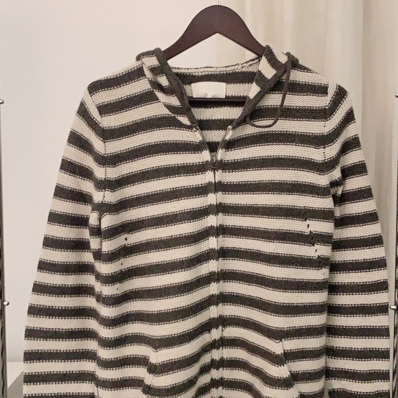 ZADIG & VOLTAIRE GREEN AND WHITE STRIPED CARDIGAN - Picture 2 of 2